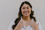 Load image into Gallery viewer, Delicate gold necklace with Sita stamped into circle pendant.
