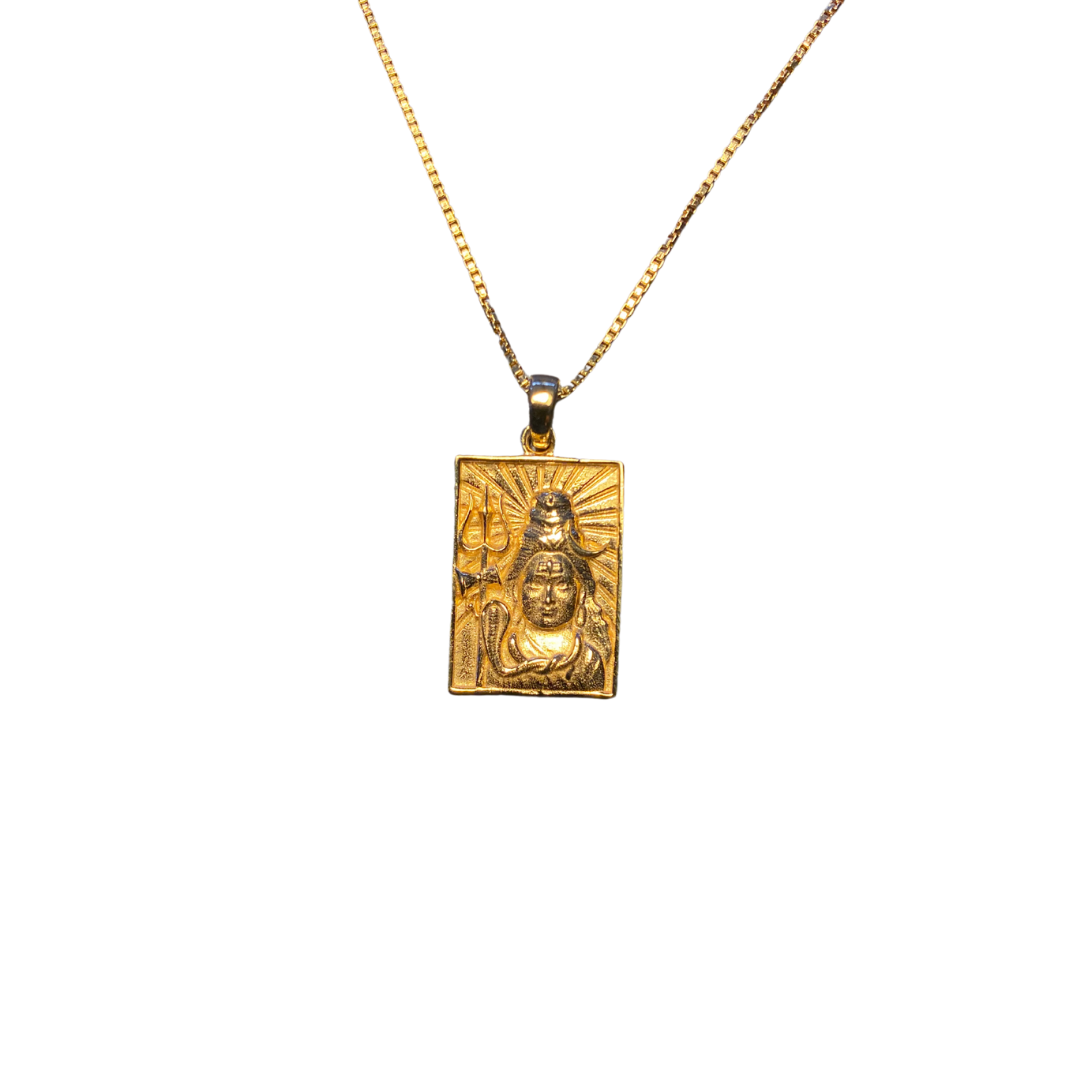 Shiva gold unisex pendant necklace.